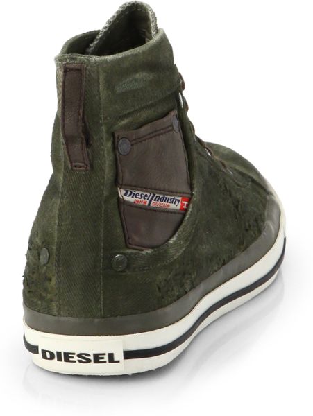 Diesel Exposure High-Top Sneakers in Green for Men (OLIVE-GREEN ...