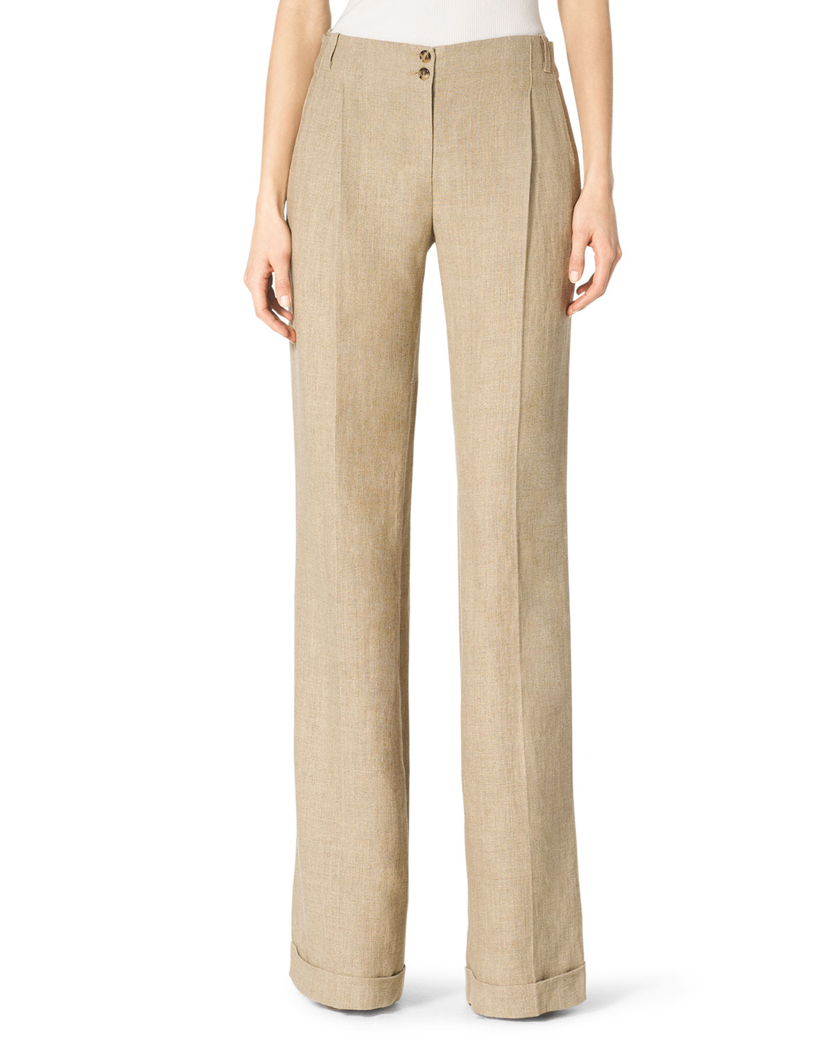 Michael Kors Cuffed Wideleg Trousers in Khaki (HEMP MELANGE) Lyst
