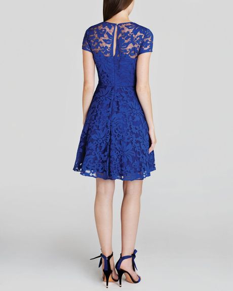 Ted Baker Dress Career Sheer Neckline Floral Lace In Multicolor