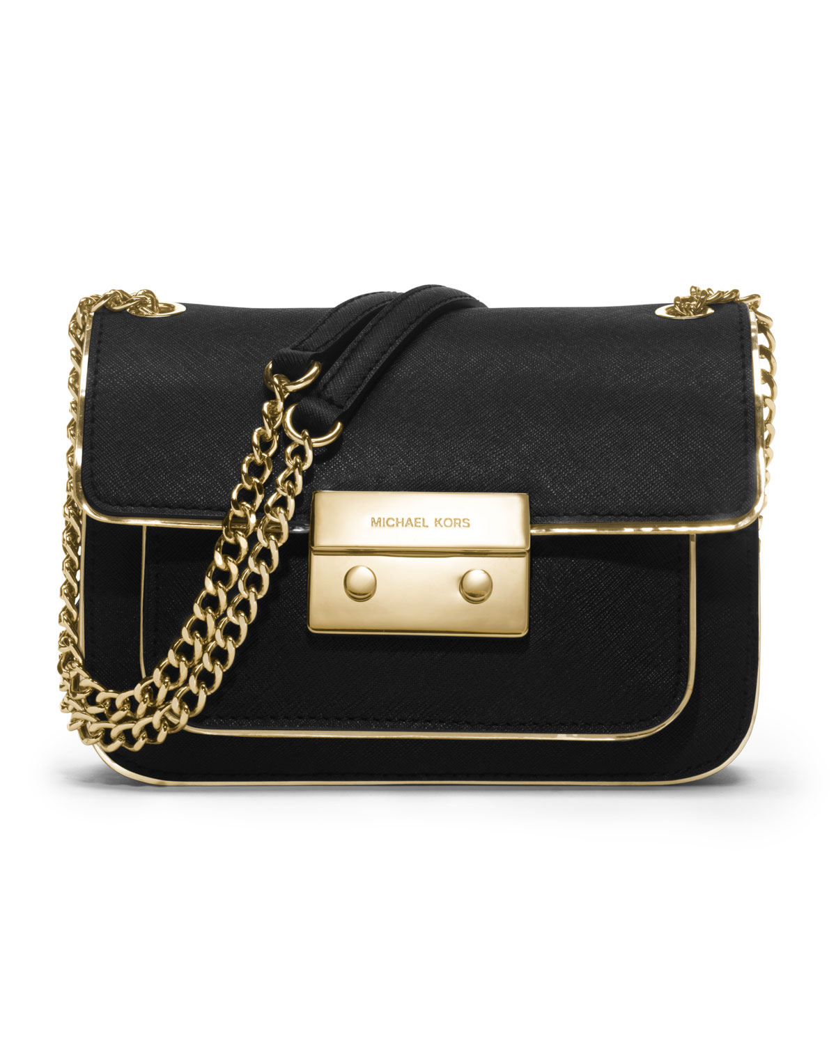 Michael Michael Kors Small Sloan Shoulder Flap Bag in Black | Lyst