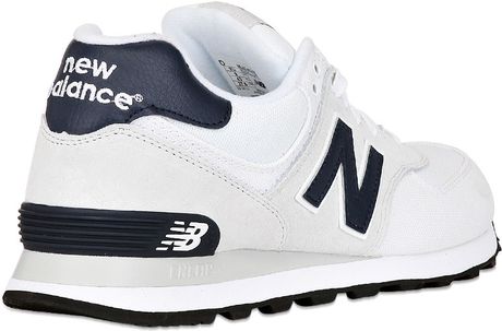 New Balance Ml574 Suede Canvas Sneakers In Blue WHITE NAVY Lyst