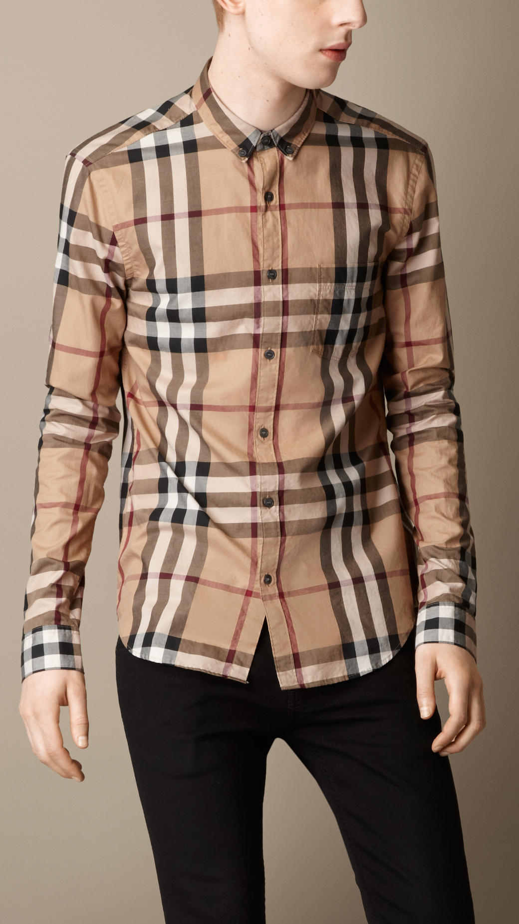 mens burberry check t shirt