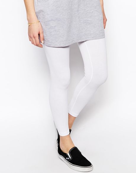 Asos Cropped Leggings In White Lyst 3225