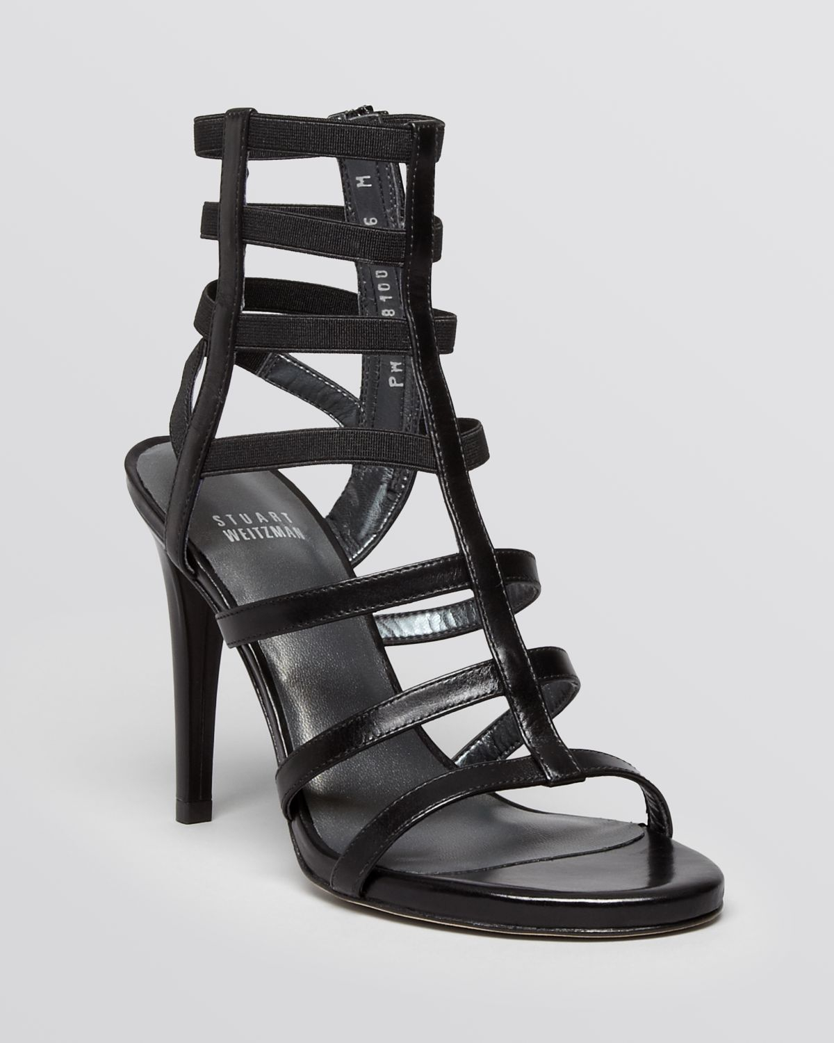 ... Weitzman Open Toe Gladiator Sandals - Cleo High Heel in Black | Lyst