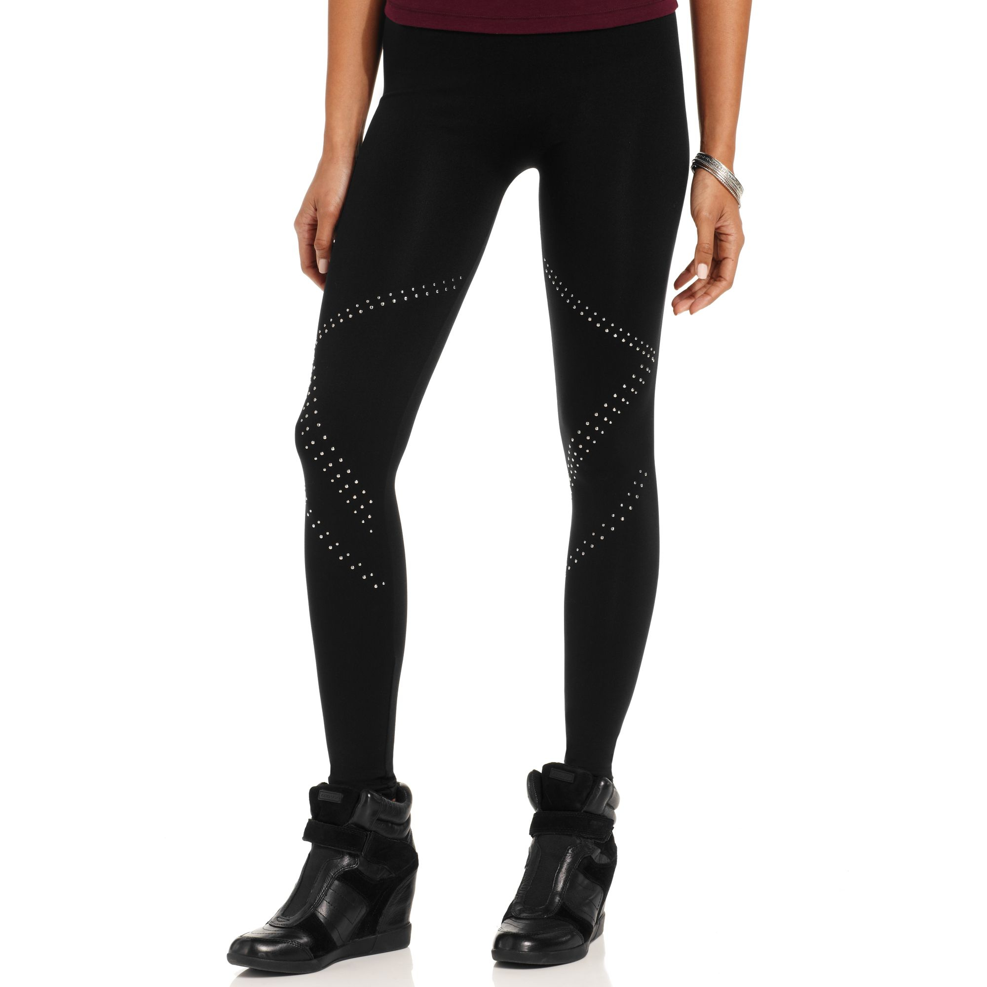Material Girl Juniors Studded Leggings in Black (Studded Black) Lyst