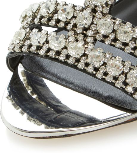 black diamante sandals flat