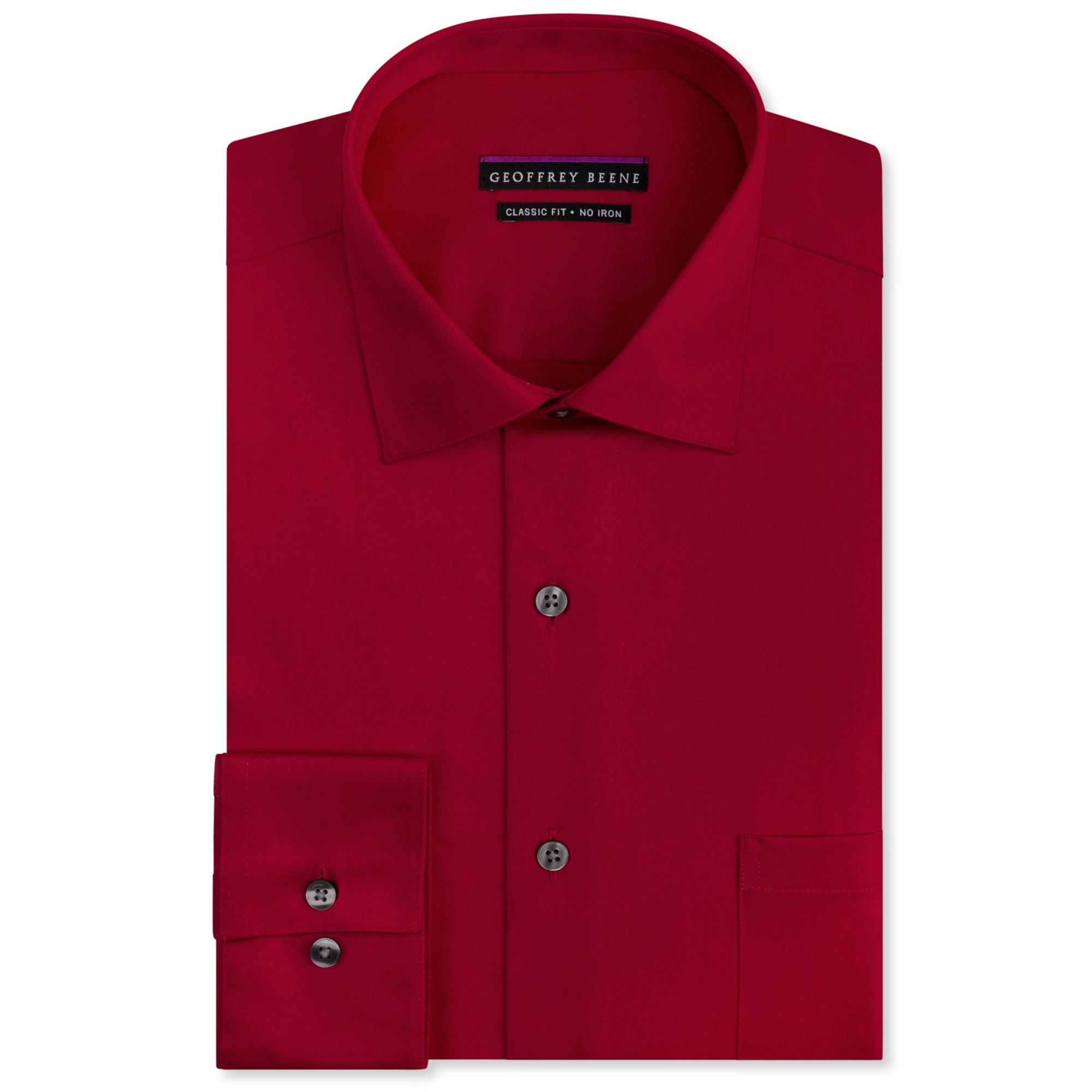 Geoffrey Beene NonIron Sateen Solid Dress Shirt in Red for Men