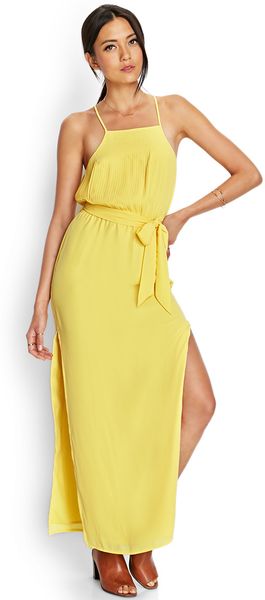 Forever 21 Pleated Moment Maxi Dress in Yellow