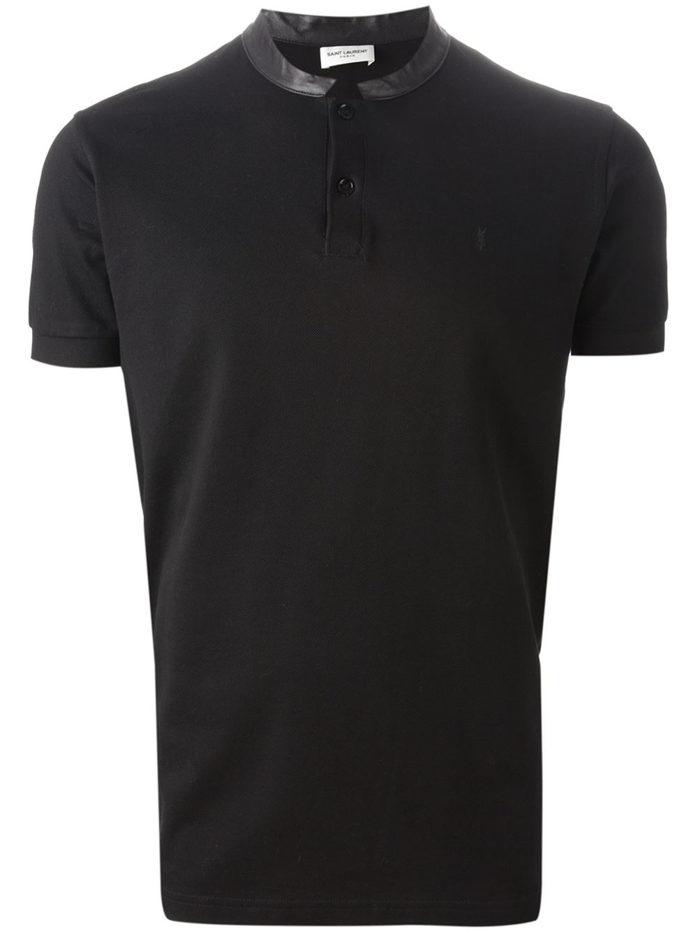 Saint Laurent Band Collar Polo Shirt in Black for Men Lyst