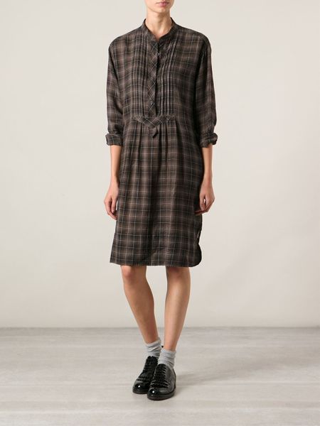 Etoile Isabel Marant Ilaria Checked Shirt Dress in Brown | Lyst