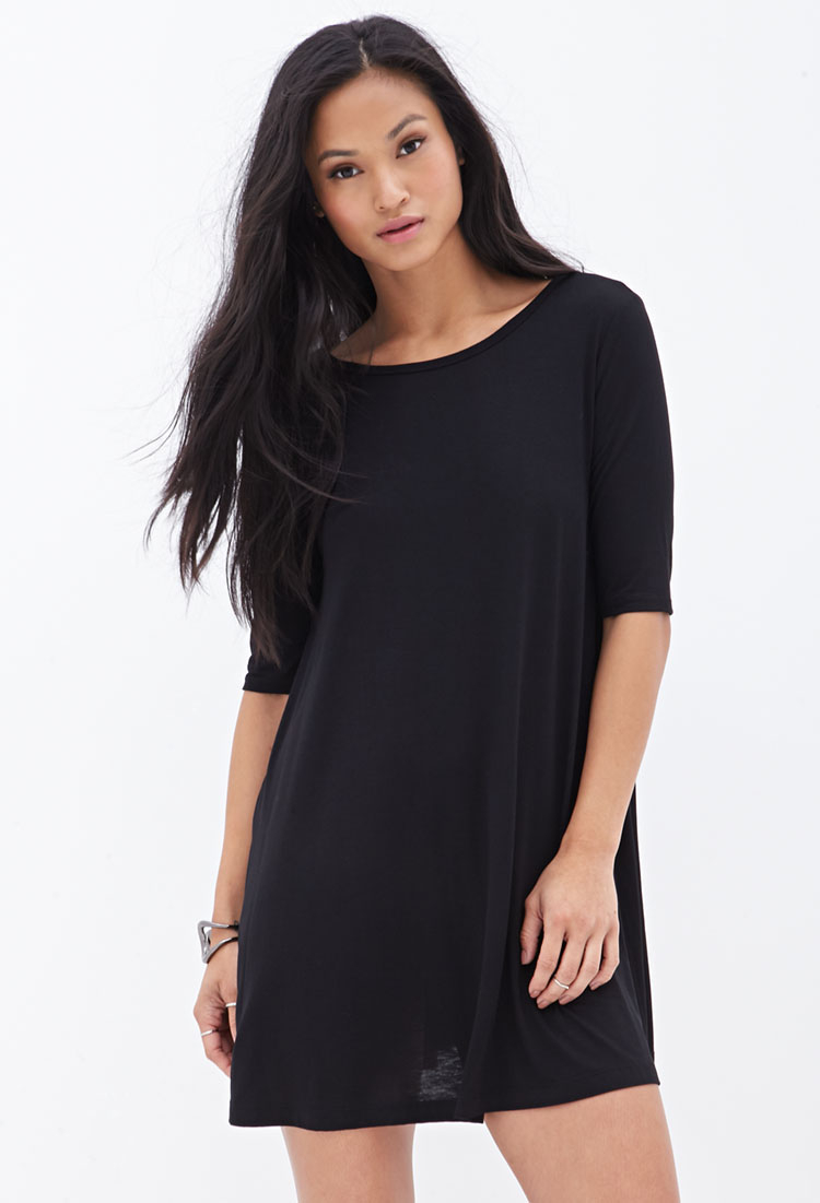 Forever 21 Knit T-Shirt Dress in Black | Lyst