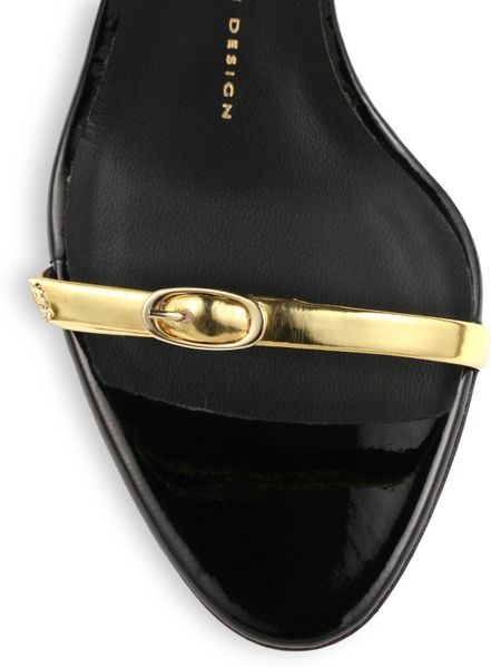 Giuseppe Zanotti Metallic Leather Thinstrap Sandals in Gold | Lyst