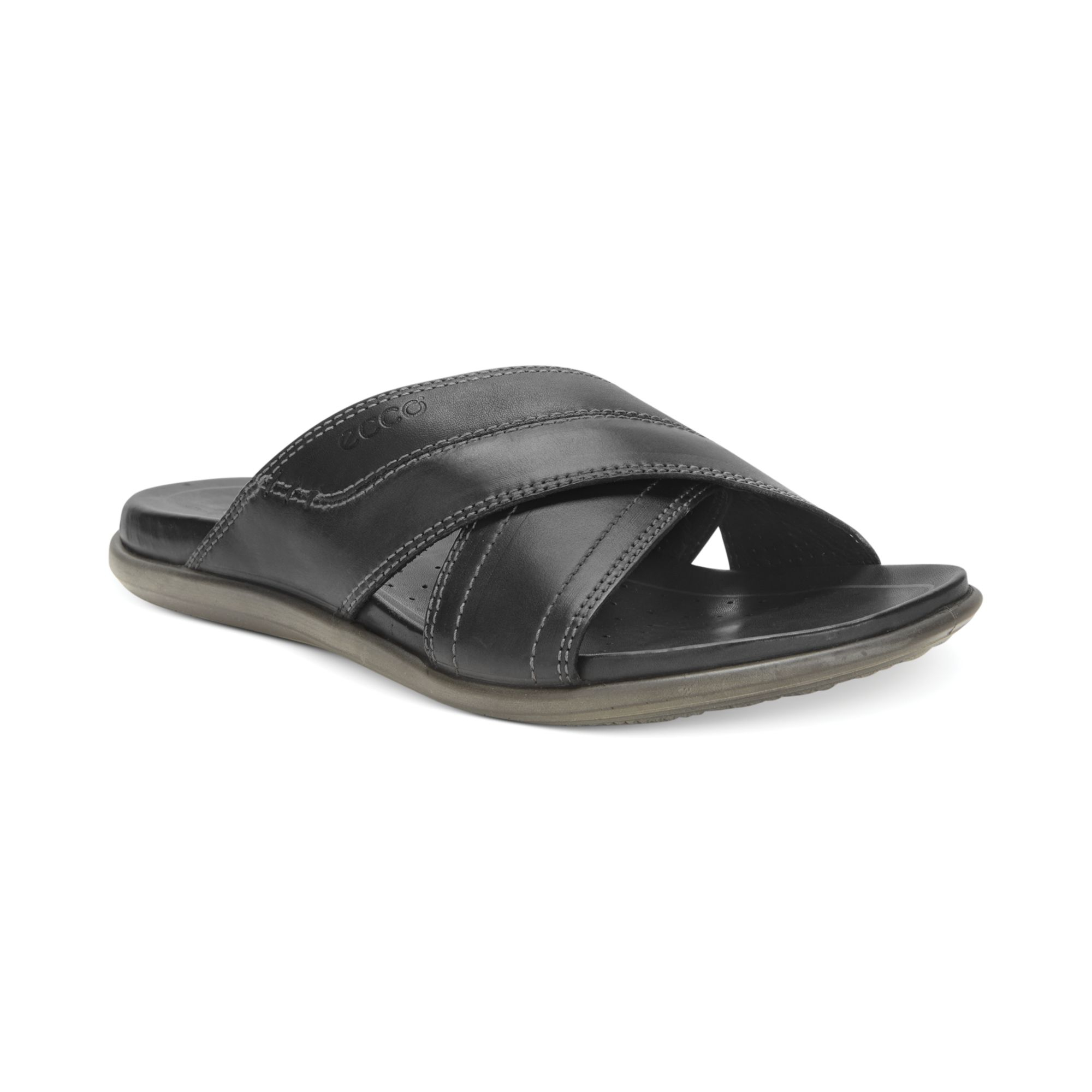 Ecco Chander Cross Slide Sandals in Black for Men | Lyst