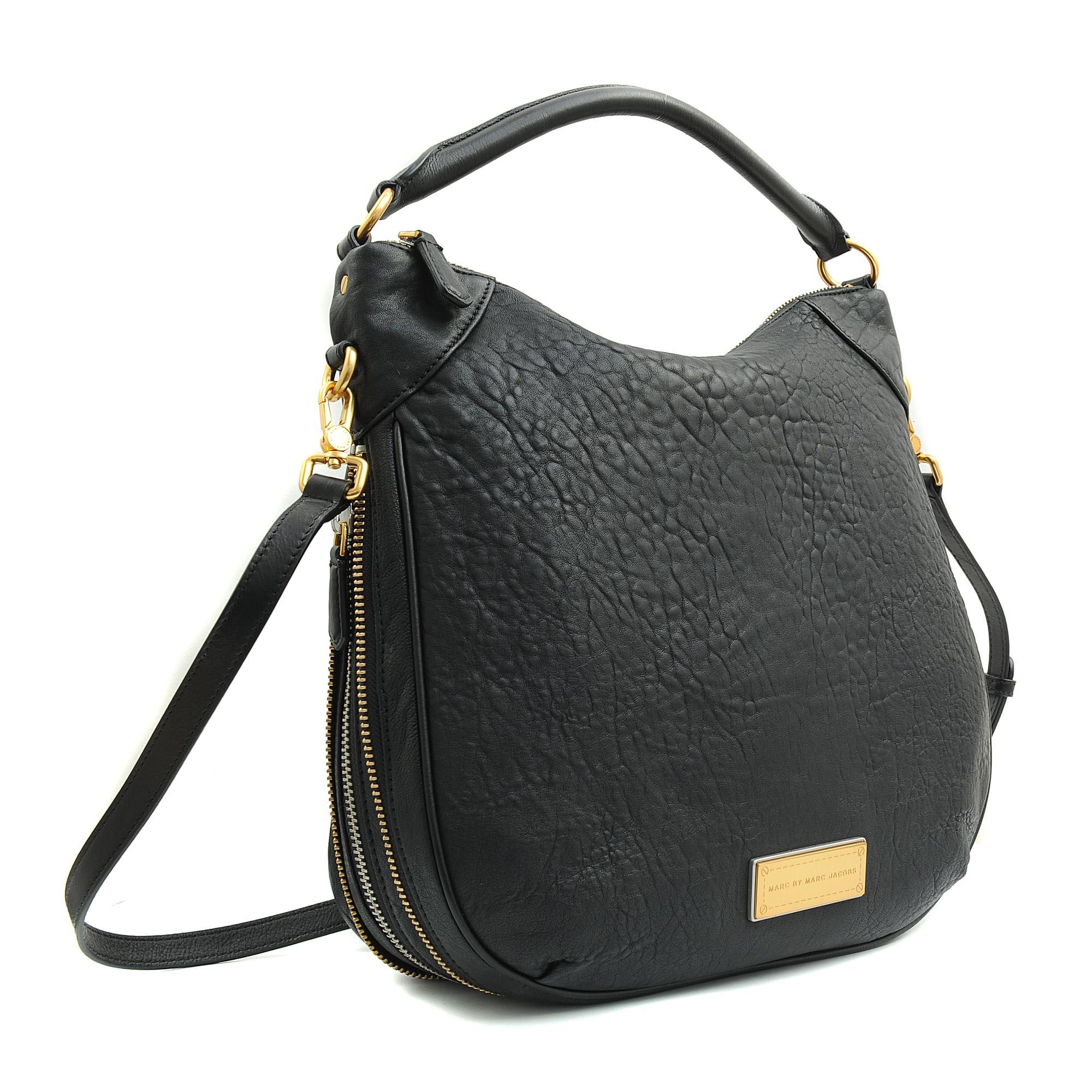 marc jacobs black leather hobo bag