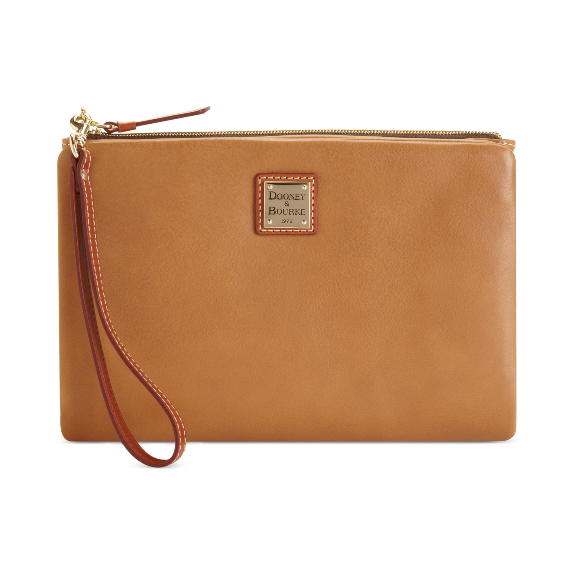 Dooney & Bourke Lambskin Large Multi Function Snapper Wristlet in Brown