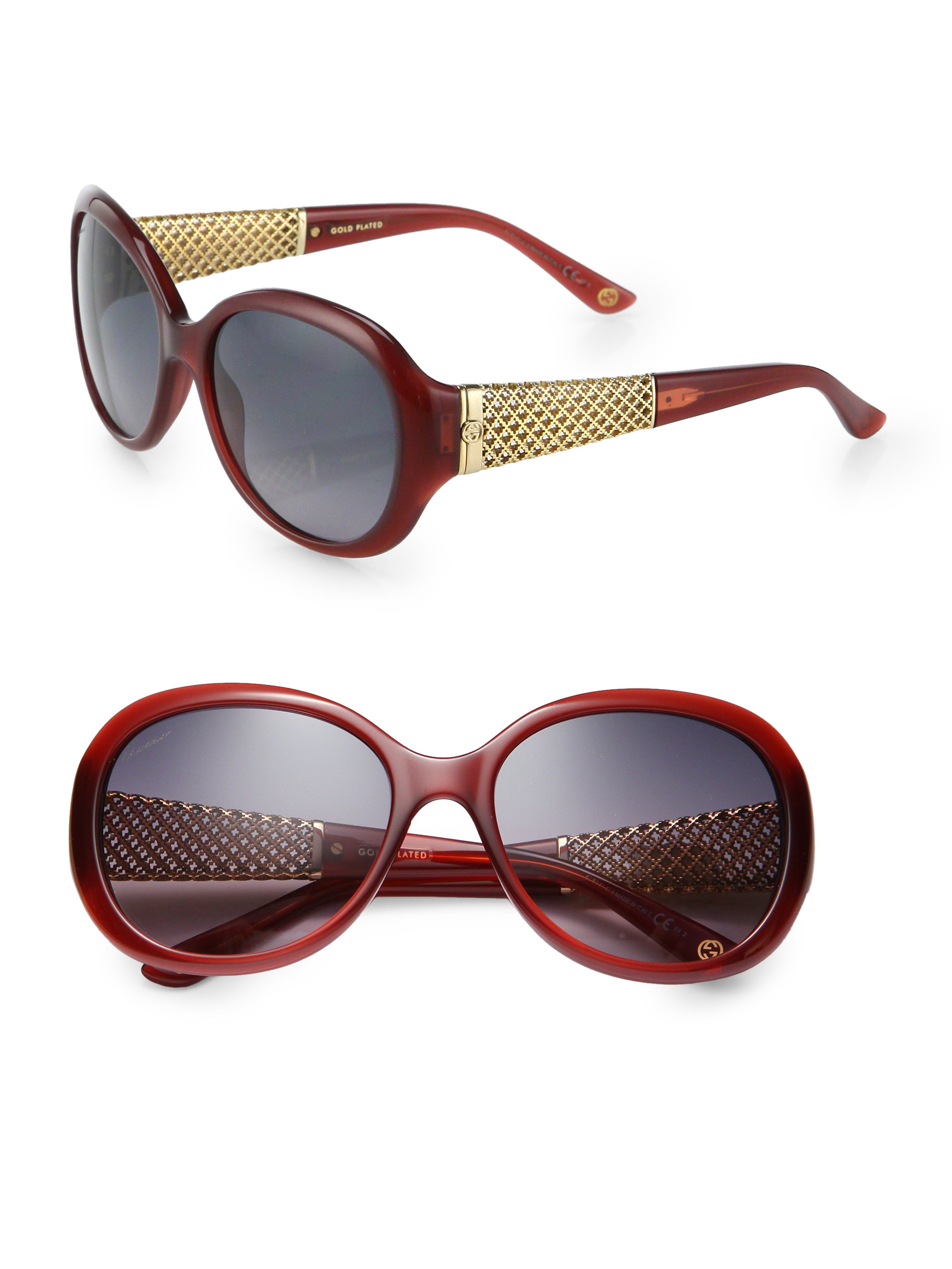 Gucci Oversized 56Mm Round Sunglasses in Red Lyst