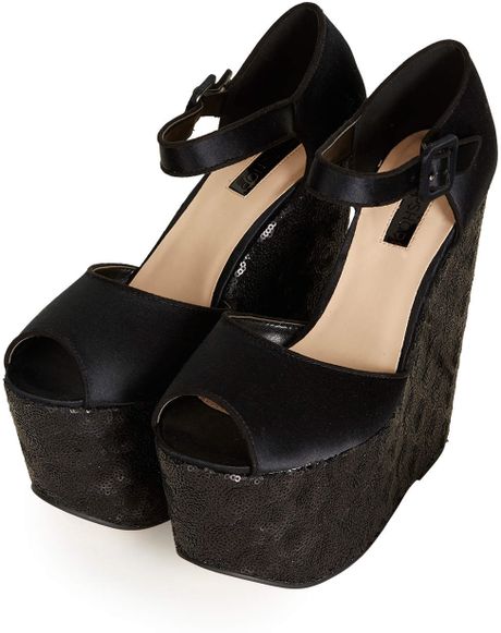 sequin wedge heels