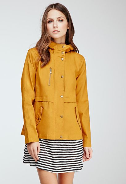Forever 21 Hooded Utility Jacket in Yellow (MUSTARD) Forever 21 Hooded Utility Jacket in Yellow (MUSTARD)