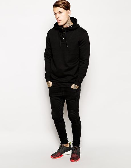 Asos Hoodie with Funnel Neck in Black for Men | Lyst
