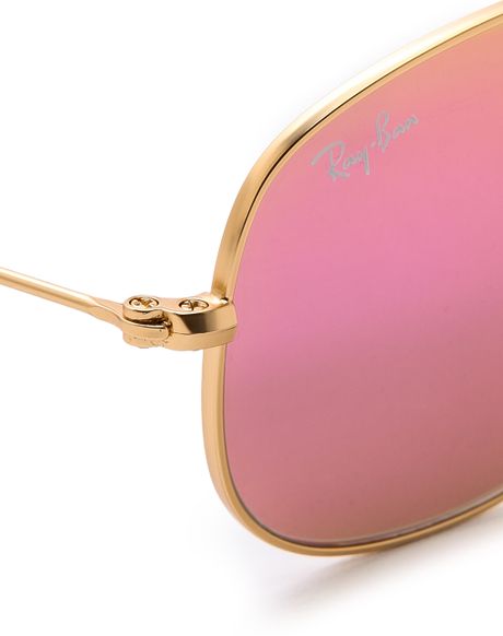 Ray-ban Mirrored Shrunken Aviator Sunglasses in Pink (Matte Gold 