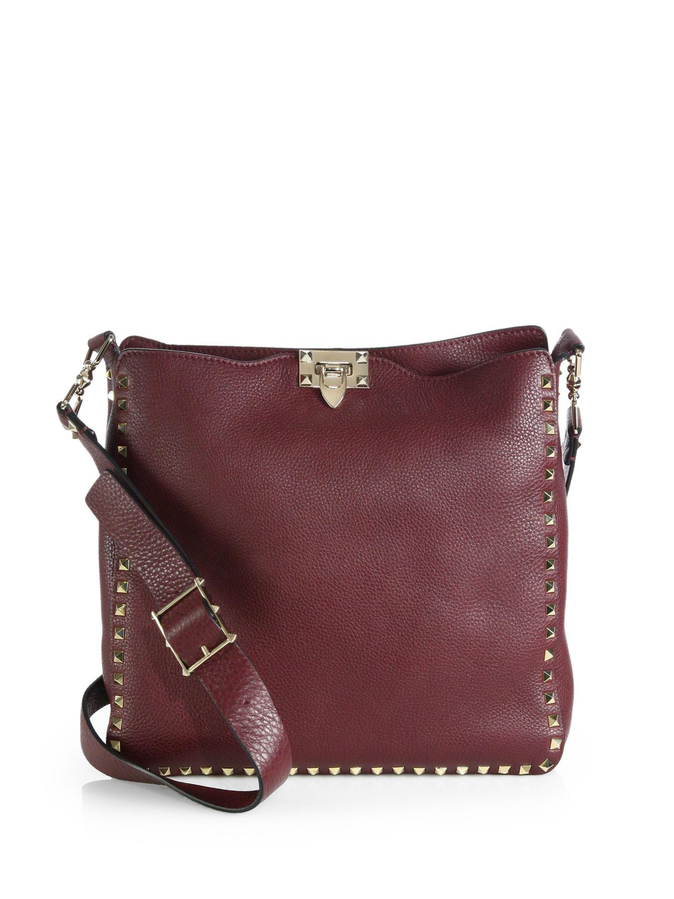 Valentino Utilitarian Studded Crossbody Bag in Red (WINE)