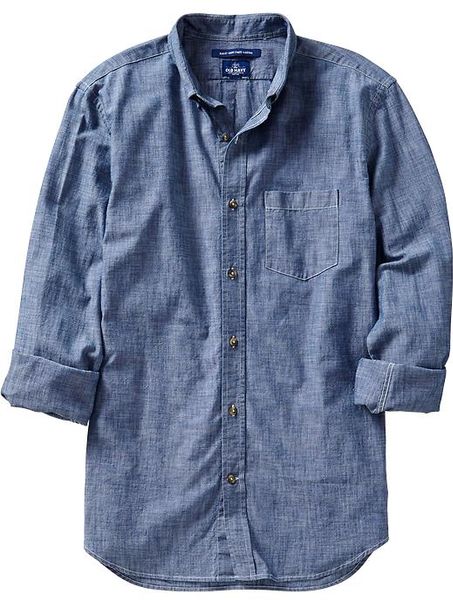 Old Navy Chambray Slimfit Shirts in Blue for Men (Blue Chambray ...