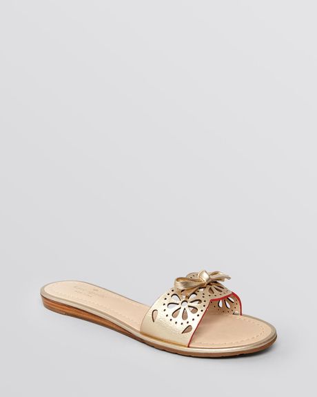 Kate Spade Flat Slide Sandals Ajou in Gold | Lyst