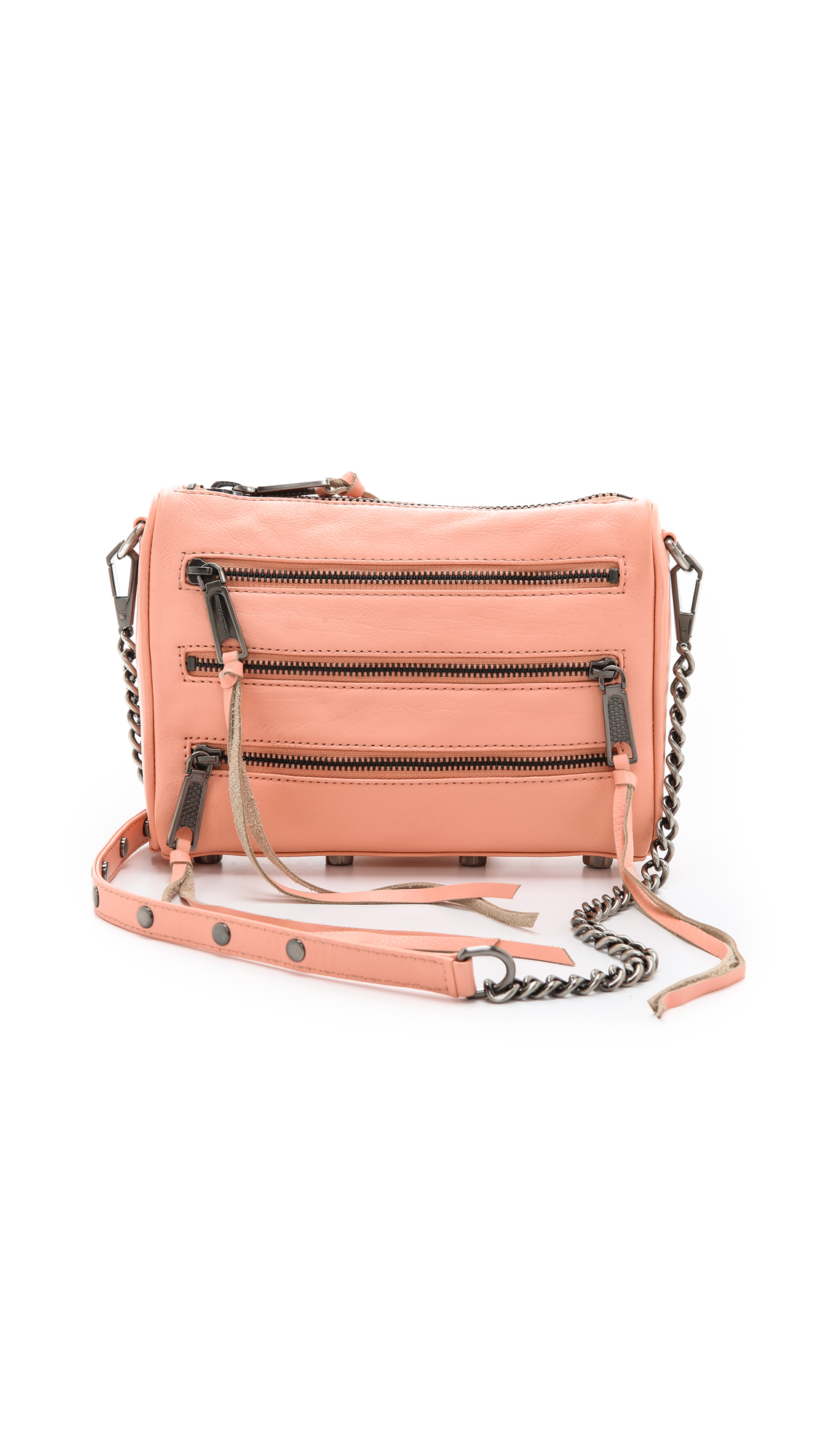 Rebecca Minkoff Mini 5 Zip Cross Body Bag in Pink (Peach)