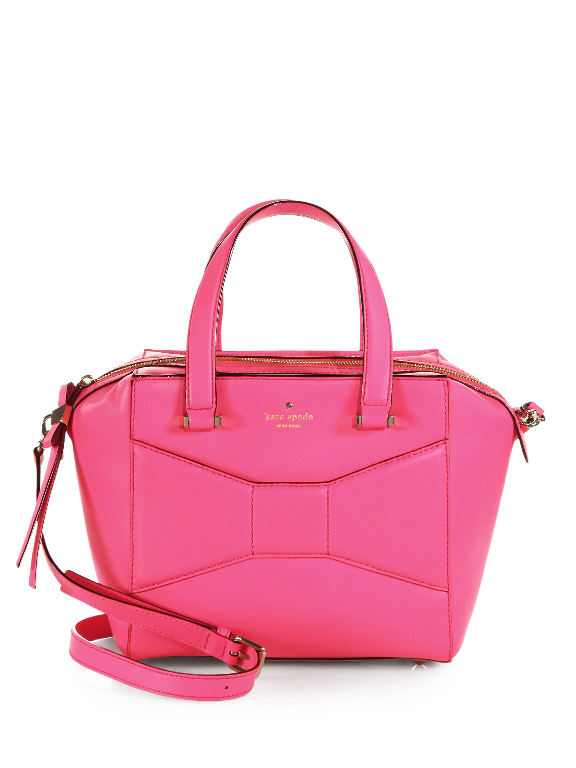 Kate Spade Bow Leather Satchel in Pink | Lyst