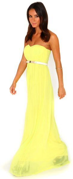 Missguided Abelone Bandeau Pleated Maxi Dress in Lime in Yellow Missguided Abelone Bandeau Pleated Maxi Dress in Lime in Yellow