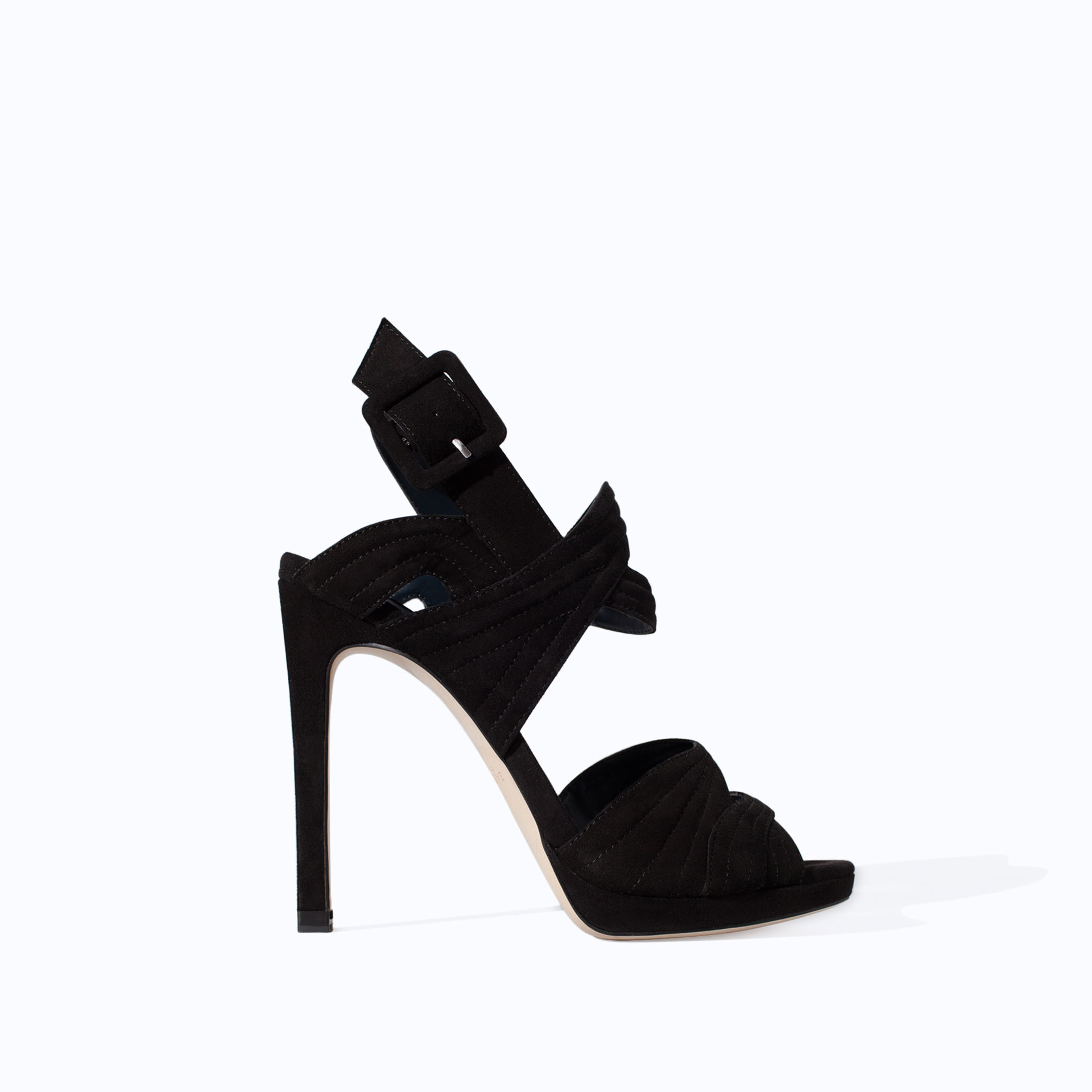 Zara Leather High Heel Ankle Boot Sandal in Black | Lyst