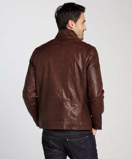 Marc New York Driftwood Vandam Vintage Calf Leather Jacket in Brown