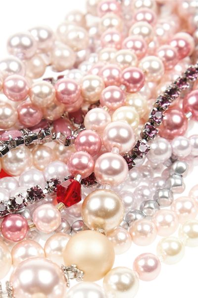 Tom Binns Pearls In Peril Rhodiumplated Faux Pearl And Crystal Necklace In Pink Lyst