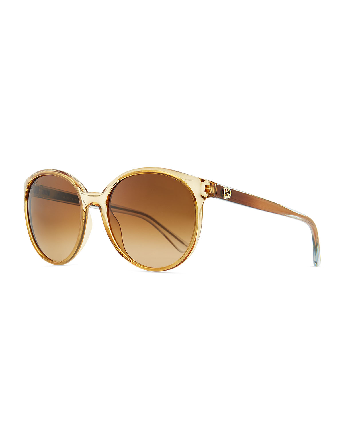 Gucci Round Transparent Plastic Sunglasses In Transparent Lyst