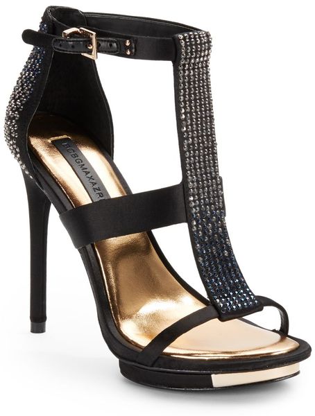 Bcbgmaxazria Lilie Jeweled High Heel Sandals in Black | Lyst