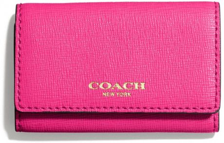 Coach Six Ring Key Case in Saffiano Leather in Pink (LI/PINK RUBY) | Lyst