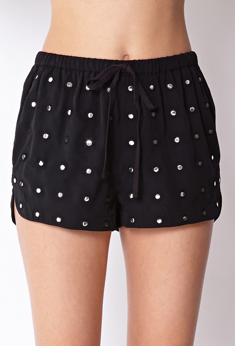 Forever 21 Mirror Moment Dolphin Shorts In Black Blacksilver Lyst