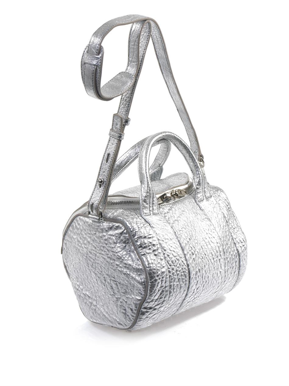 Alexander Wang Rockie Metallic Leather Crossbody Bag in Silver | Lyst