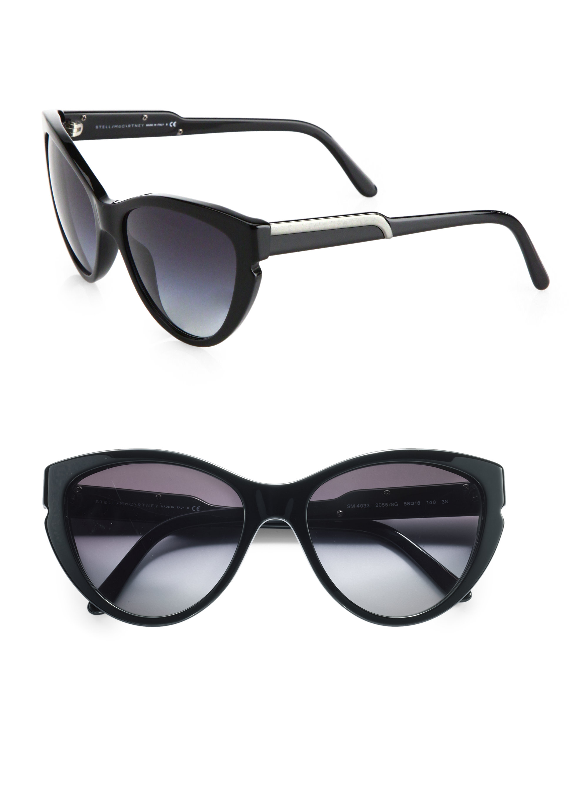 Stella Mccartney Notched Plastic Catseye Sunglasses in Black Lyst
