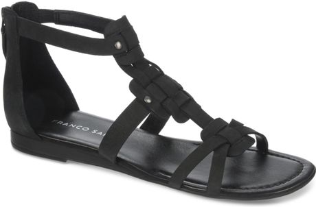 Franco Sarto Glare Mini Wedge Gladiator Sandals in Black | Lyst