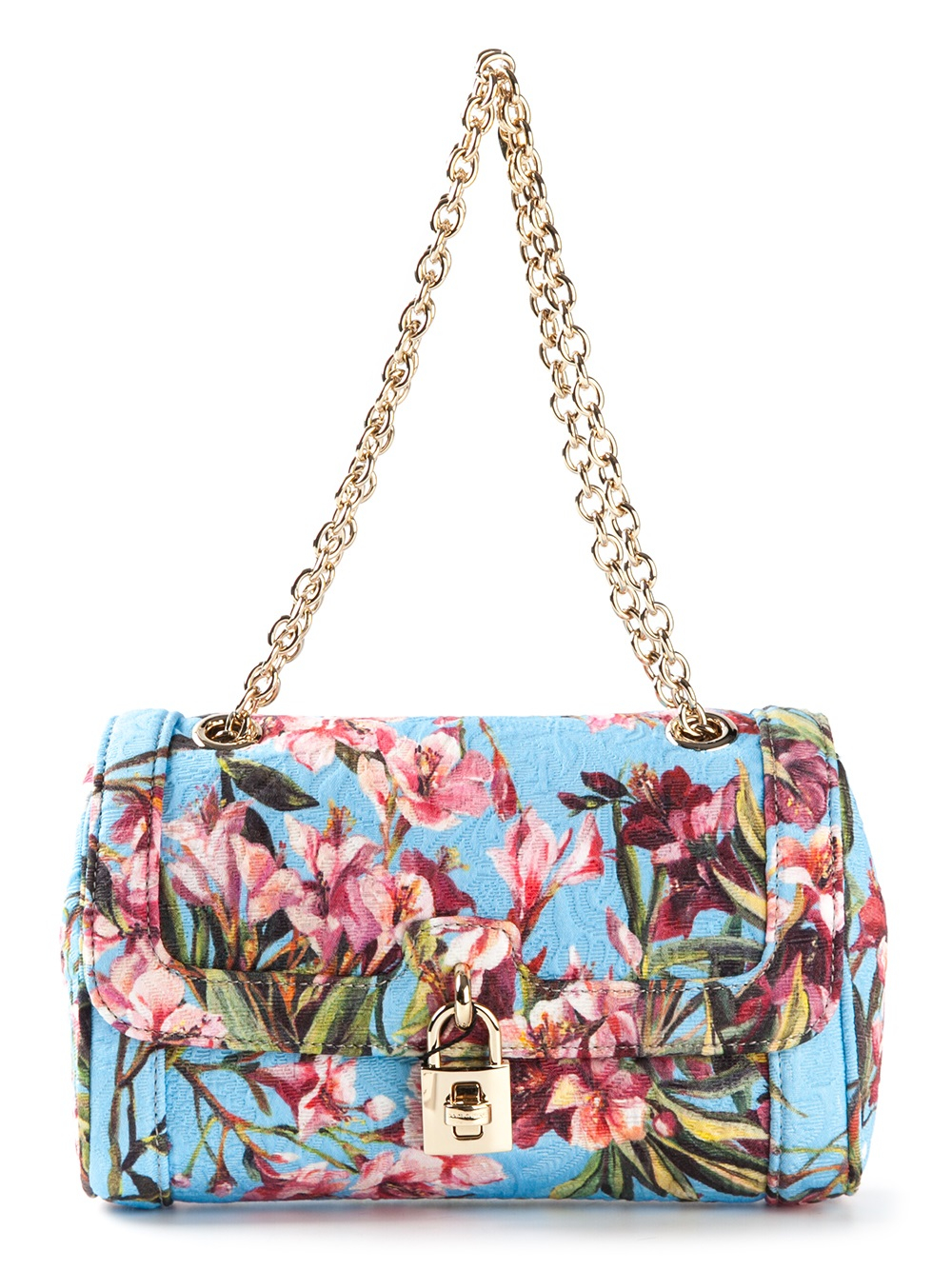 Dolce & Gabbana 'Dolce' Floral Print Shoulder Bag in Blue | Lyst