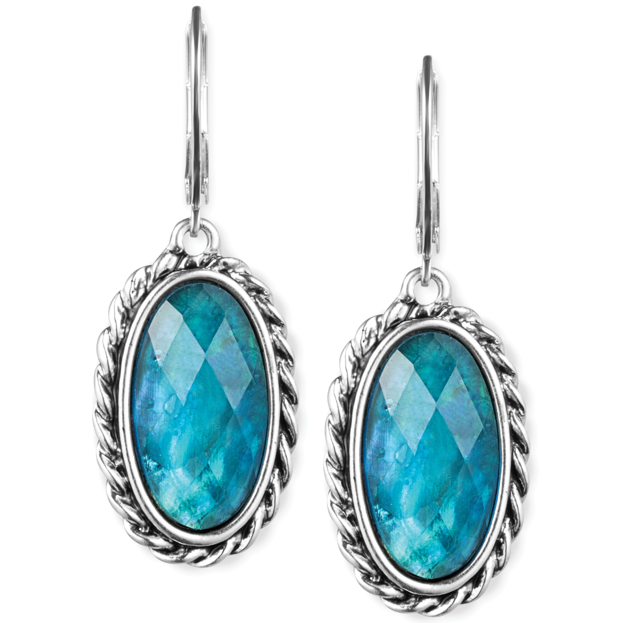 Jones New York Silvertone Faceted Turquoise Stone Drop