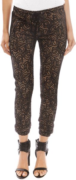 David Lerner Lace Track Pant with Tuxedo in Black
