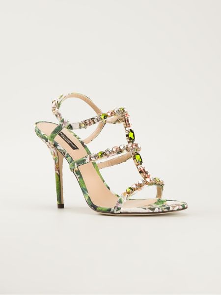 Dolce  Gabbana Floral Print Sandals in Green | Lyst