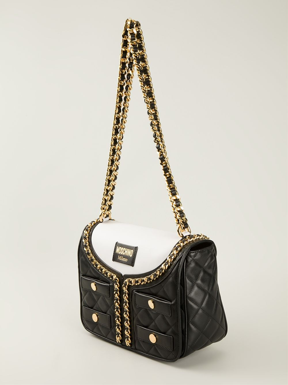 Moschino Quilted Shoulder Bag in Black | Lyst
