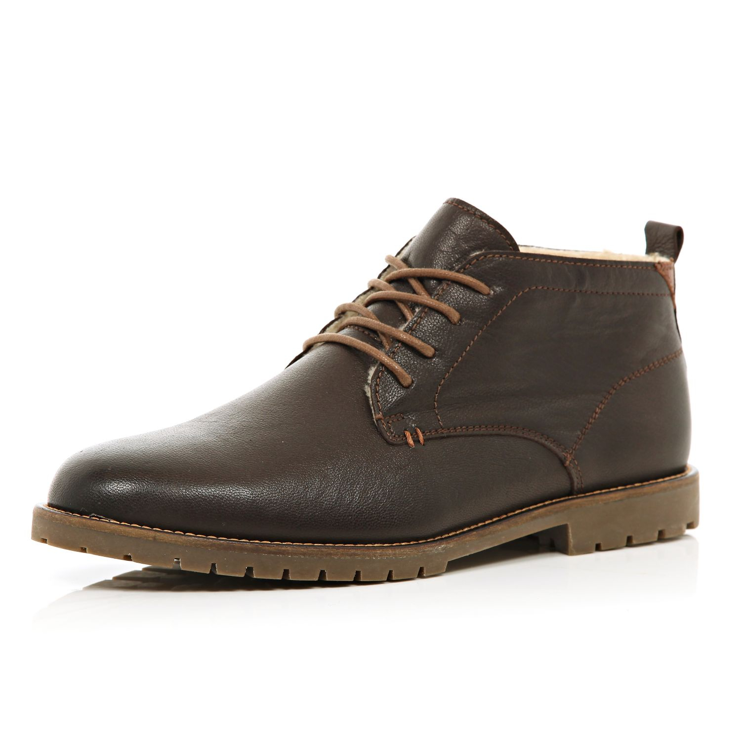 cleated sole lace up boots