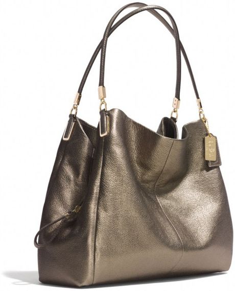 Coach Madison Small Phoebe Shoulder Bag in Metallic Leather in Black