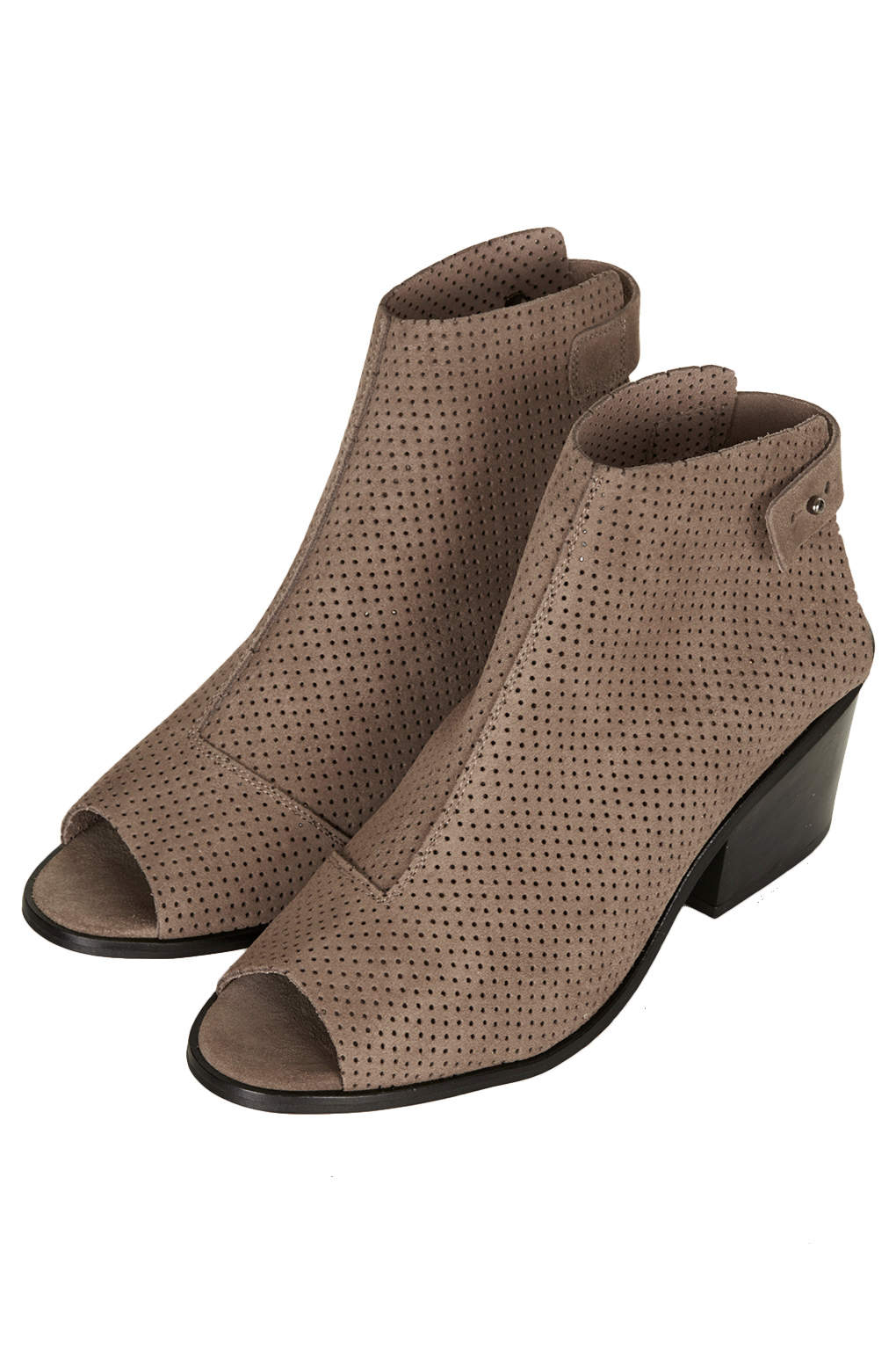 tan perforated booties