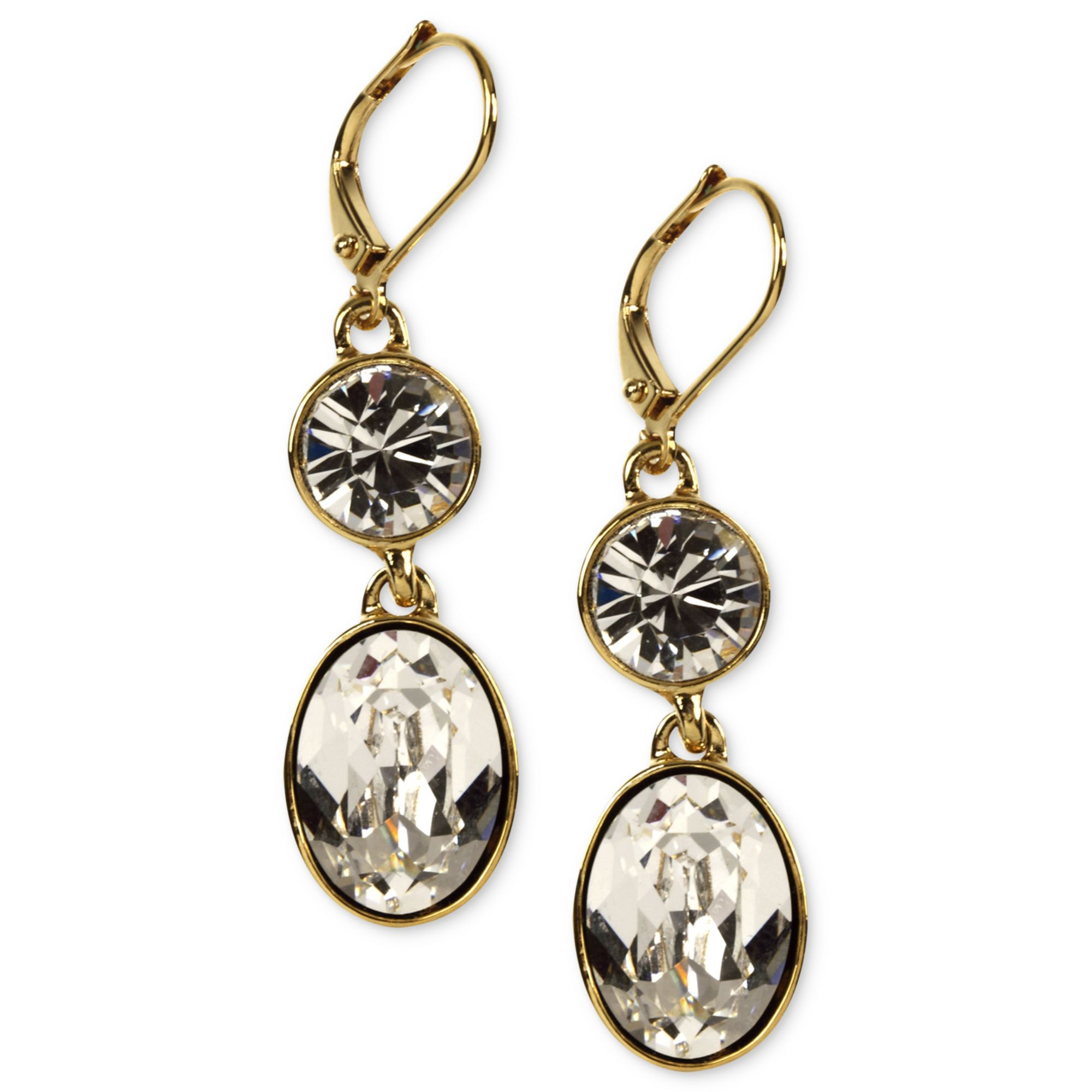 Givenchy Goldtone Swarovski Element Double Drop Earrings in Gold | Lyst