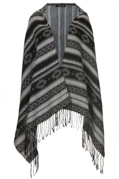 Aztec Monochrome Hooded hooded Black in Topshop Womens  scarf Scarf  Festival  topshop